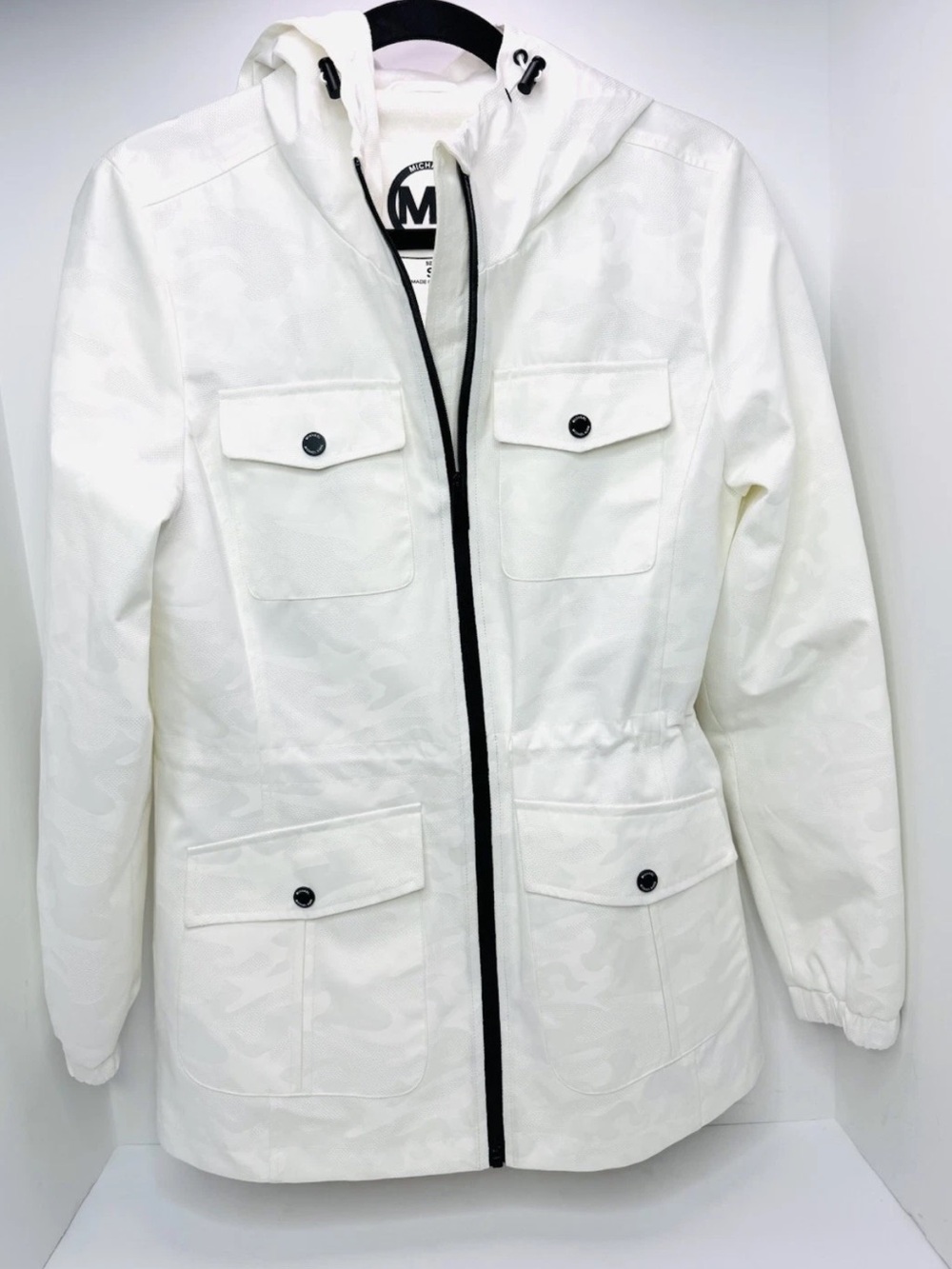 Michael Kors Jacket Women’s M White Camo Pattern  Rain Fleece Lining  Hooded M